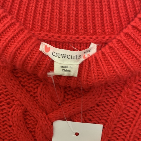 Jcrew Crewcuts red cable-knit sweater size 4-5 - Picture 3 of 4